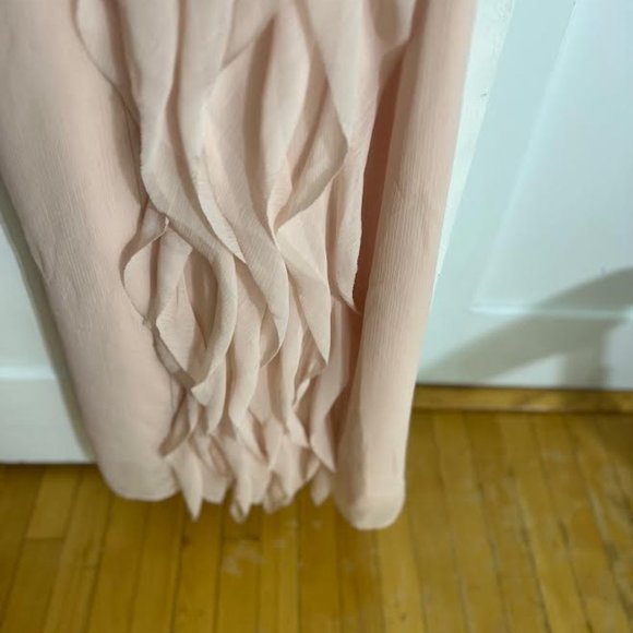 NWT Vera Wang White Pink Chiffon One Shoulder Ruffled Dress - Size 8 - Picture 10 of 11